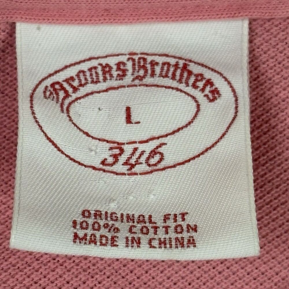 Brooks Brothers 346 Polo Shirt Mens Large Pink Green Logo Cotton Golf Preppy - Picture 3 of 13